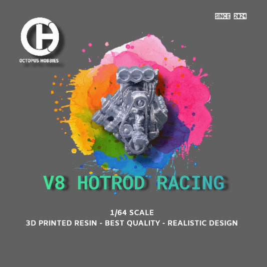 Diecast Engine 1/64 V8 Hot Rod Racing.