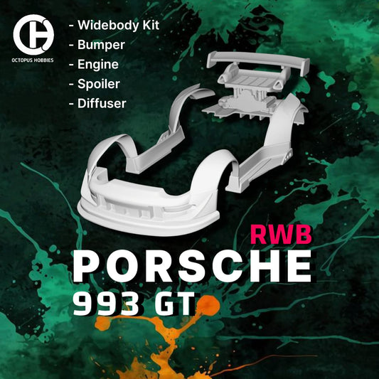 Wide Body Kit Full Set 1/64 Porsche 993 GT RWB Hotwheels.