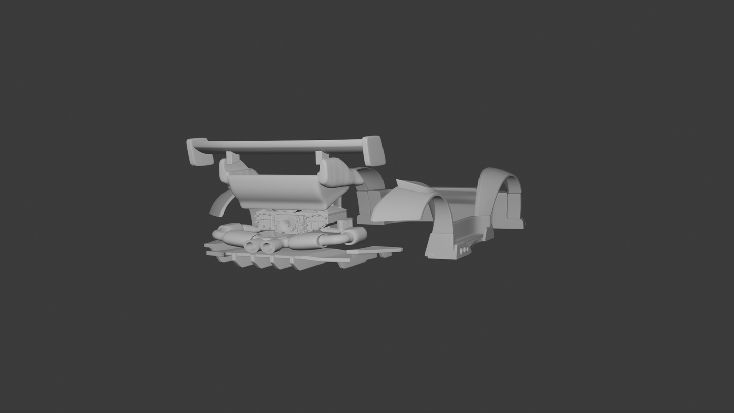 Wide Body Kit Full Set 1/64 Porsche 993 GT RWB Hotwheels.