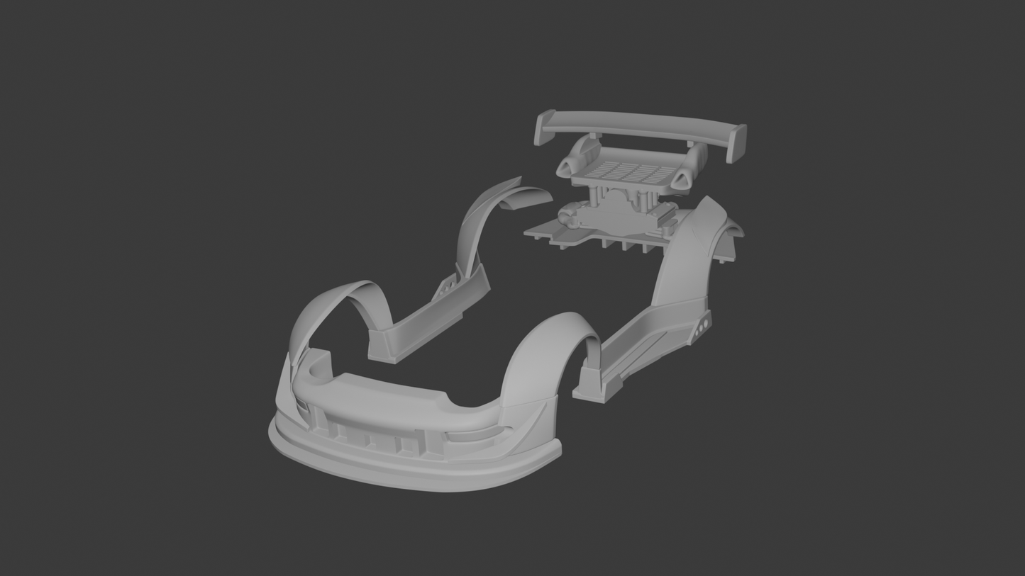 Wide Body Kit Full Set 1/64 Porsche 993 GT RWB Hotwheels.